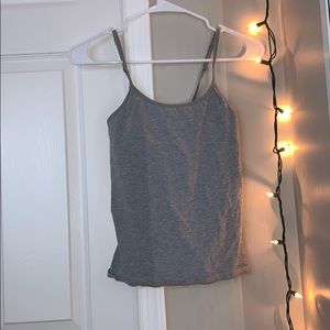 PINK Gray Lounge Tank Top with Bra Lining Inside